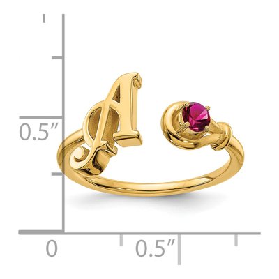 Gold-Plated Sterling Silver Birthstone Letter A Ring – view 6