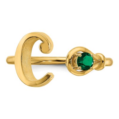 Gold-Plated Sterling Silver Birthstone Letter C Ring – view 4