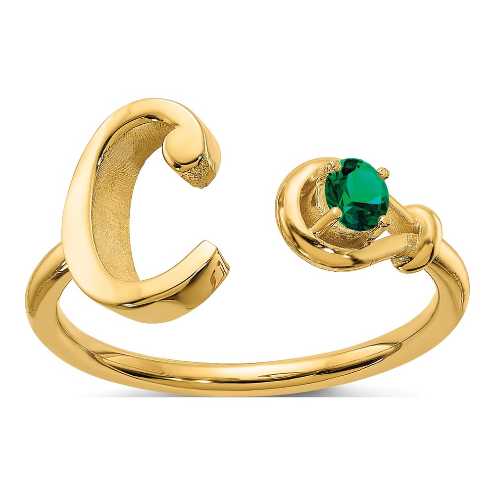 Gold-Plated Sterling Silver Birthstone Letter C Ring