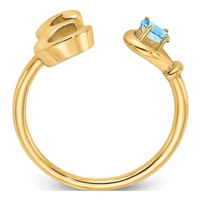 Gold-Plated Sterling Silver Birthstone Letter E Ring – view 2