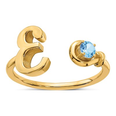 Gold-Plated Sterling Silver Birthstone Letter E Ring