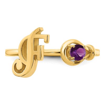 Gold-Plated Sterling Silver Personalized Letter F Ring – view 4