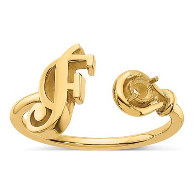 Gold-Plated Sterling Silver Personalized Letter F Ring – view 5