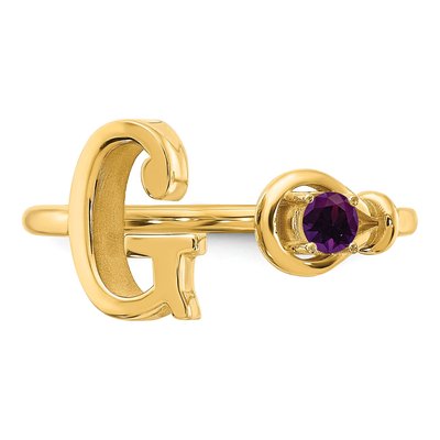Gold-Plated Sterling Silver Birthstone Letter G Ring – view 4