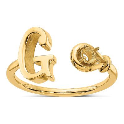 Gold-Plated Sterling Silver Birthstone Letter G Ring – view 5