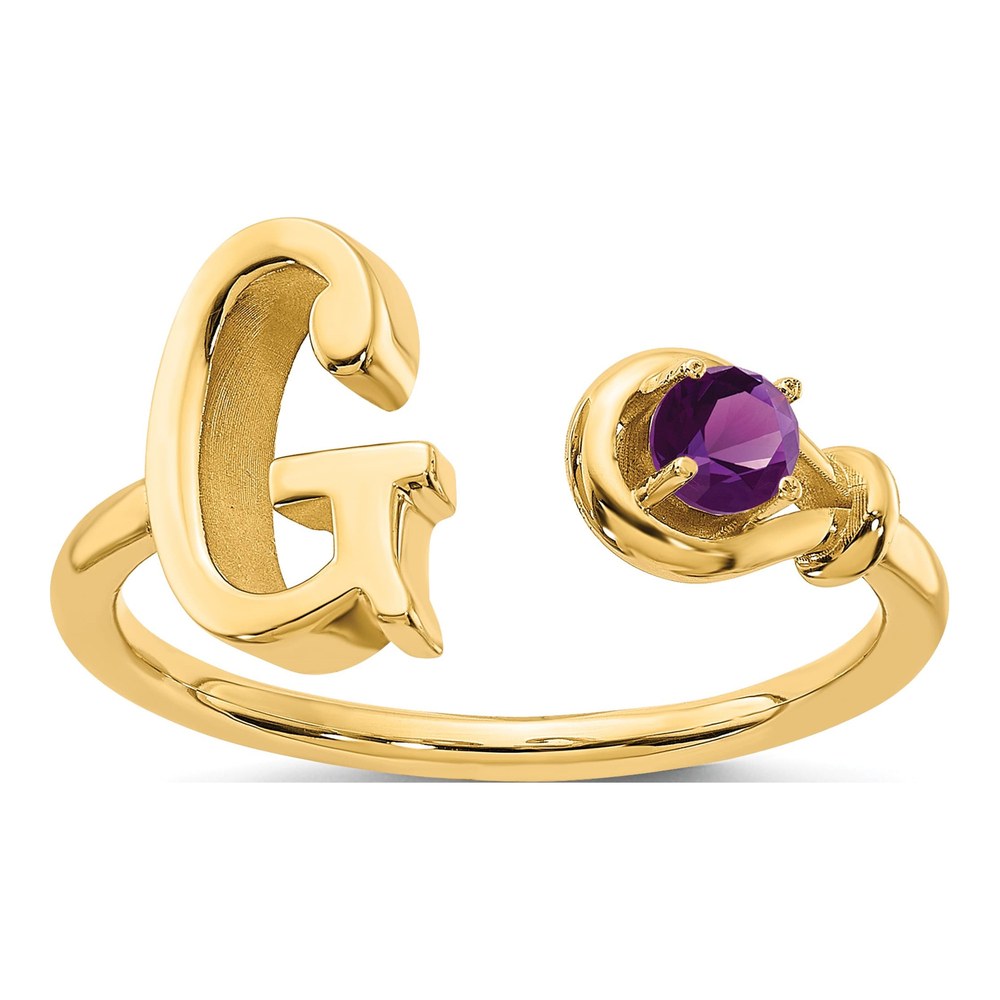 Gold-Plated Sterling Silver Birthstone Letter G Ring