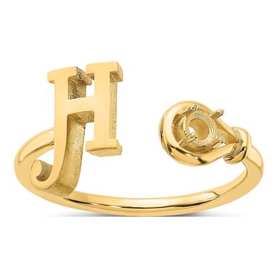 Gold-Plated Sterling Silver Letter H Ring – view 5