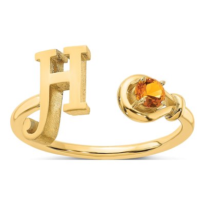 Gold-Plated Sterling Silver Letter H Ring