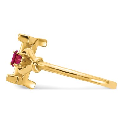 Gold-Plated Sterling Silver Letter I Birthstone Ring – view 3