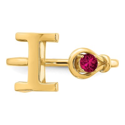 Gold-Plated Sterling Silver Letter I Birthstone Ring – view 4
