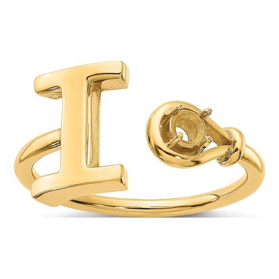 Gold-Plated Sterling Silver Letter I Birthstone Ring – view 5