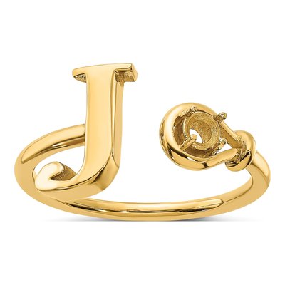 Gold-Plated Sterling Silver Birthstone Letter J Ring – view 3