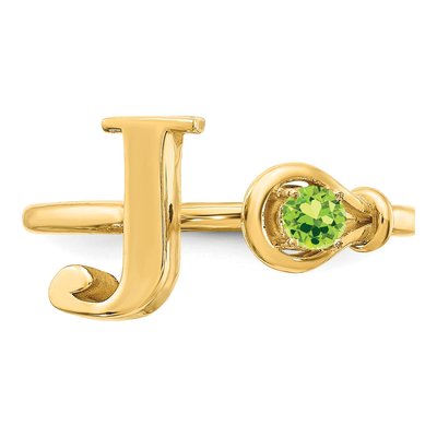 Gold-Plated Sterling Silver Birthstone Letter J Ring – view 5