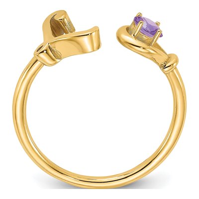 Gold-Plated Sterling Silver Birthstone Letter L Ring – view 2