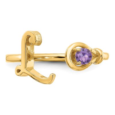 Gold-Plated Sterling Silver Birthstone Letter L Ring – view 4