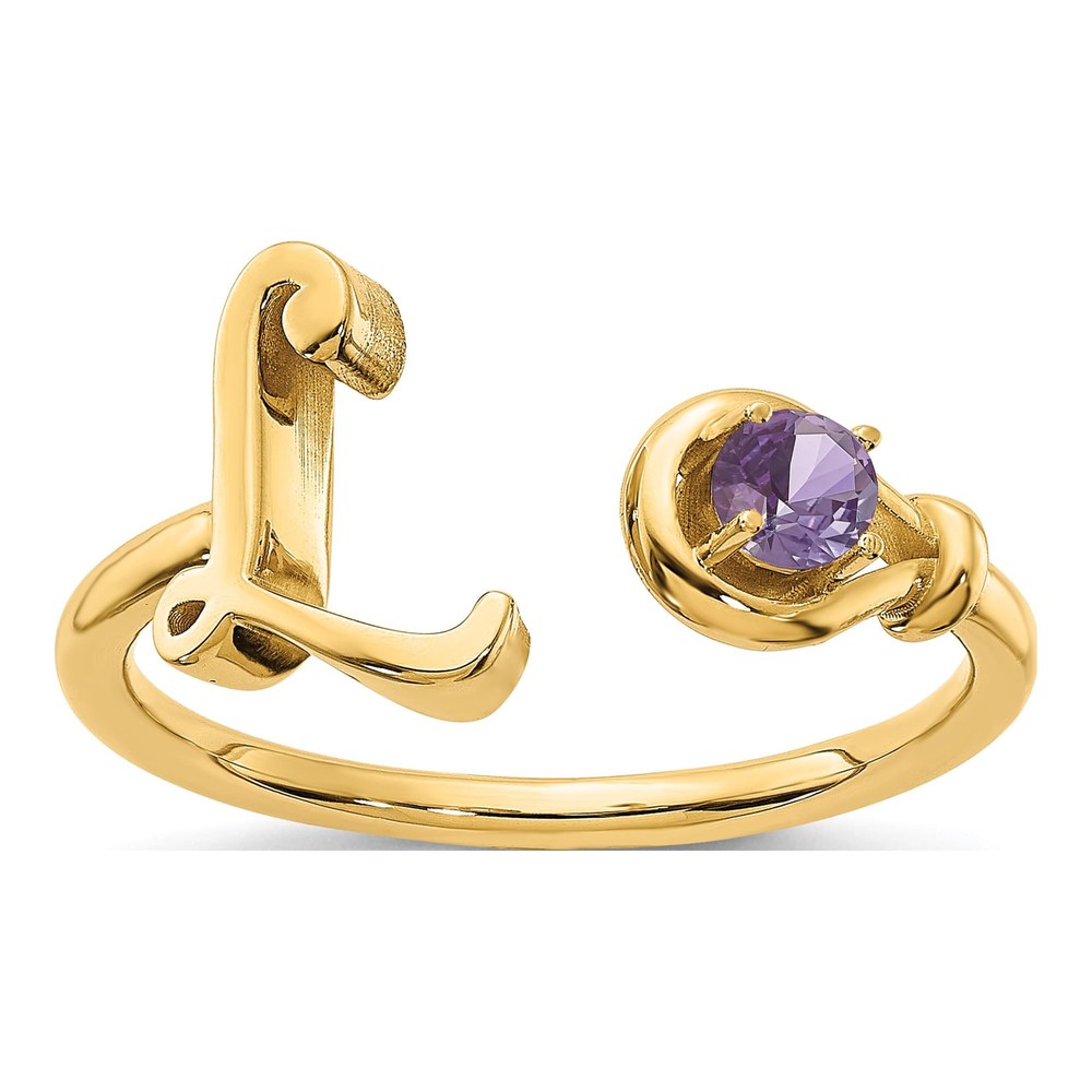Gold-Plated Sterling Silver Birthstone Letter L Ring