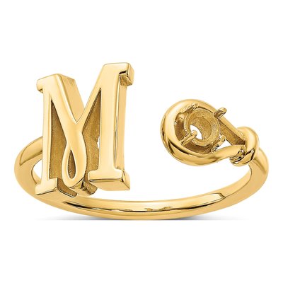 Gold-Plated Sterling Silver Birthstone Letter M Ring – view 5
