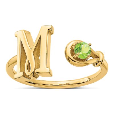 Gold-Plated Sterling Silver Birthstone Letter M Ring