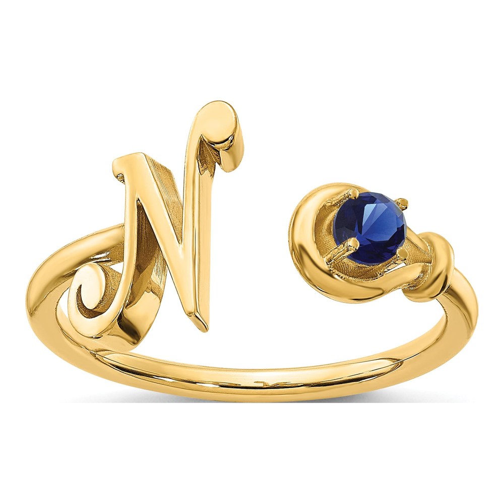 Gold-Plated Sterling Silver Letter N Ring