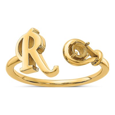 Gold-Plated Sterling Silver Letter R Ring – view 5