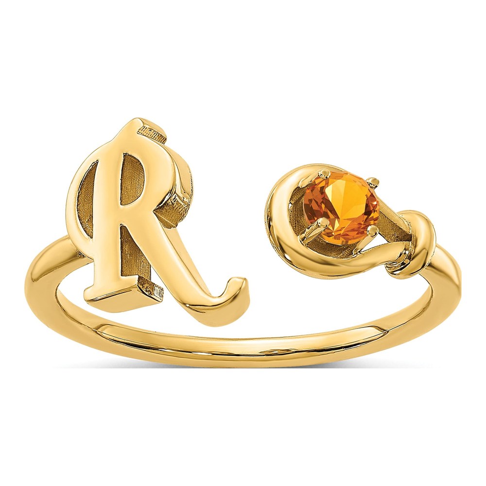 Gold-Plated Sterling Silver Letter R Ring