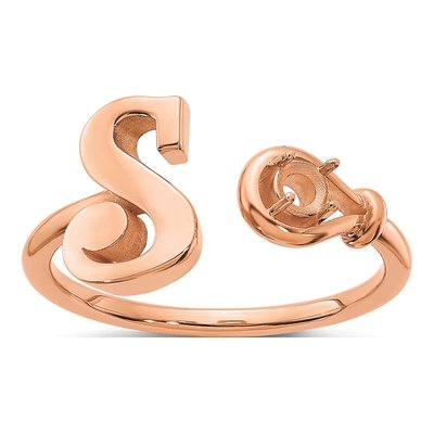 Rose Gold-Plated Sterling Silver Rose-Gold Birthstone Letter S Ring – view 3