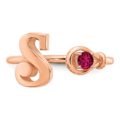 Rose Gold-Plated Sterling Silver Rose-Gold Birthstone Letter S Ring – view 5