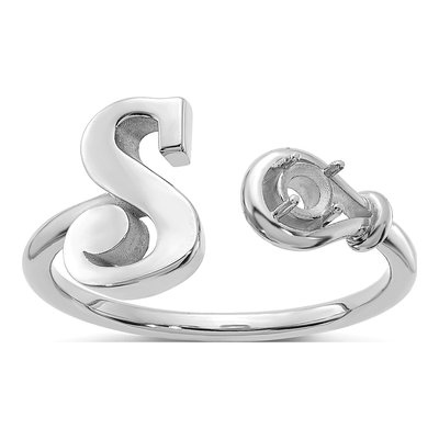 Sterling Silver Birthstone Letter S Ring – view 3