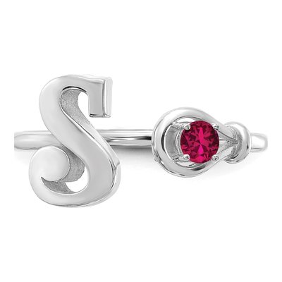 Sterling Silver Birthstone Letter S Ring – view 5