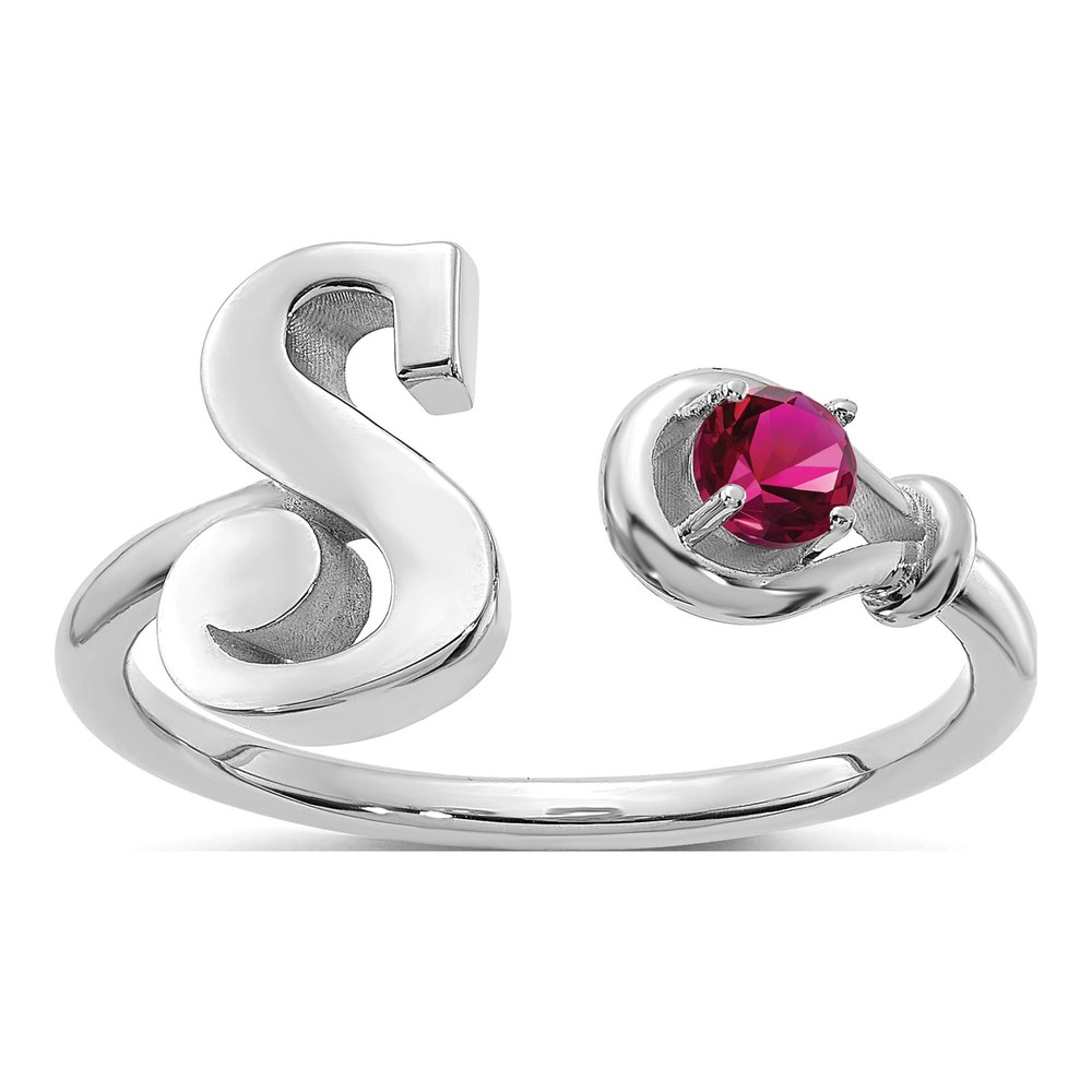 Sterling Silver Letter S Birthstone Ring