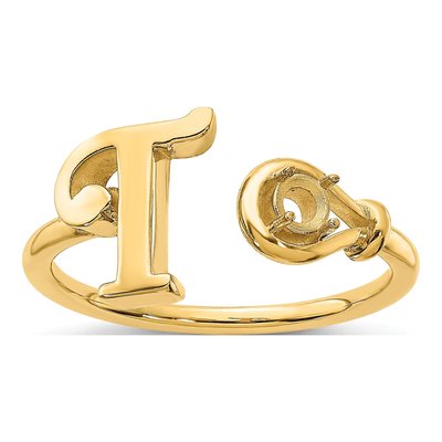 Gold-Plated Sterling Silver Letter T Ring – view 5