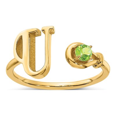 Gold-Plated Sterling Silver Letter U Ring