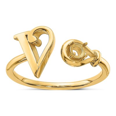 Gold-Plated Sterling Silver Letter V Ring – view 5
