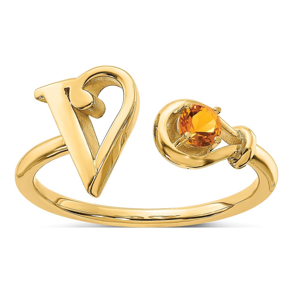 Gold-Plated Sterling Silver Letter V Ring