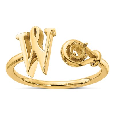 Gold-Plated Sterling Silver Letter W Ring – view 5