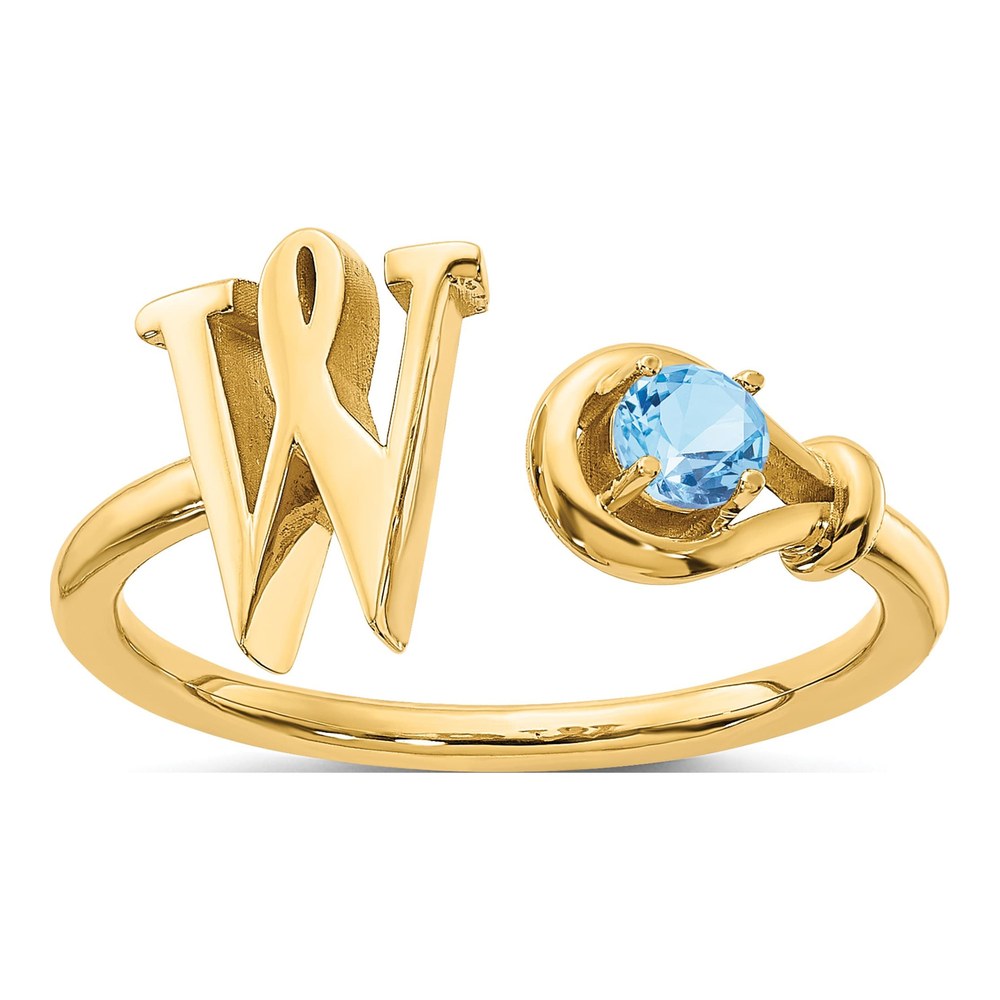 Gold-Plated Sterling Silver Letter W Ring
