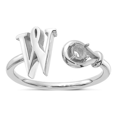 Sterling Silver Birthstone Letter W Ring – view 3