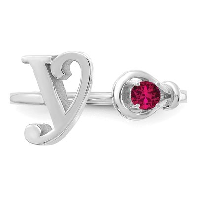 Sterling Silver Birthstone Letter Y Ring – view 5