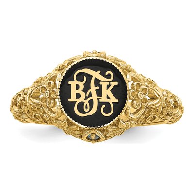 Gold-Plated Sterling Silver Personalized Filigree Monogram Ring – view 4