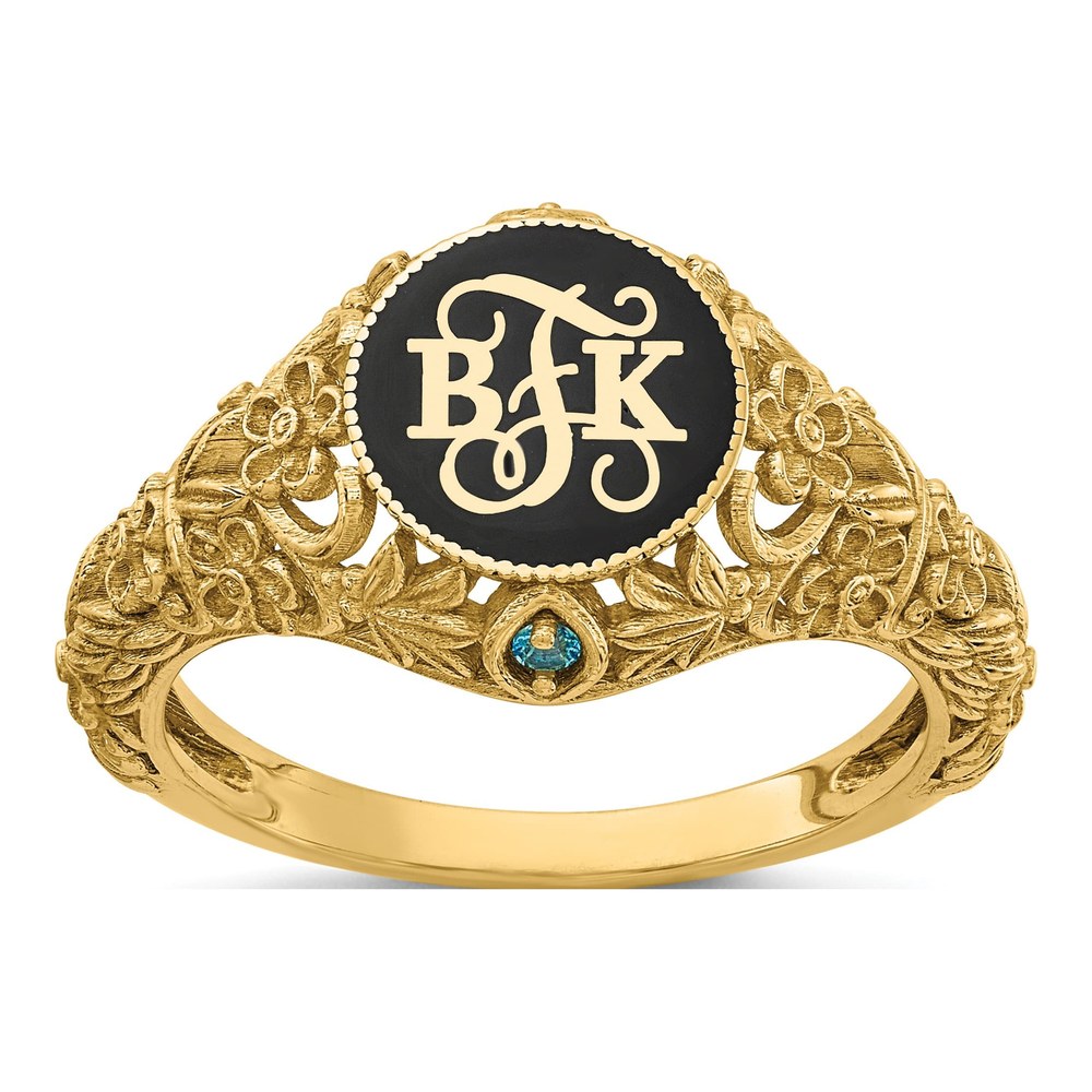 Gold-Plated Sterling Silver Personalized Filigree Monogram Ring