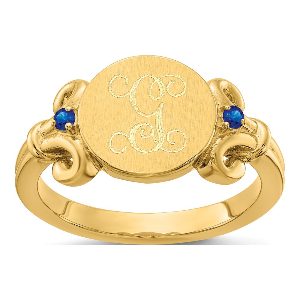 Gold-Plated Sterling Silver Fancy Initial Signet Ring