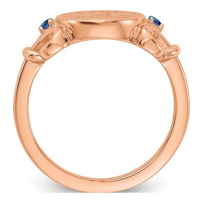 14K Rose Gold Crystal Personalized Initial Birthstone Ring – view 2
