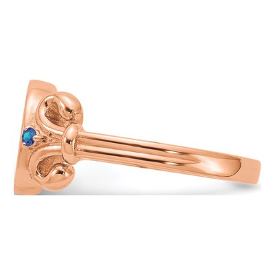14K Rose Gold Crystal Personalized Initial Birthstone Ring – view 3