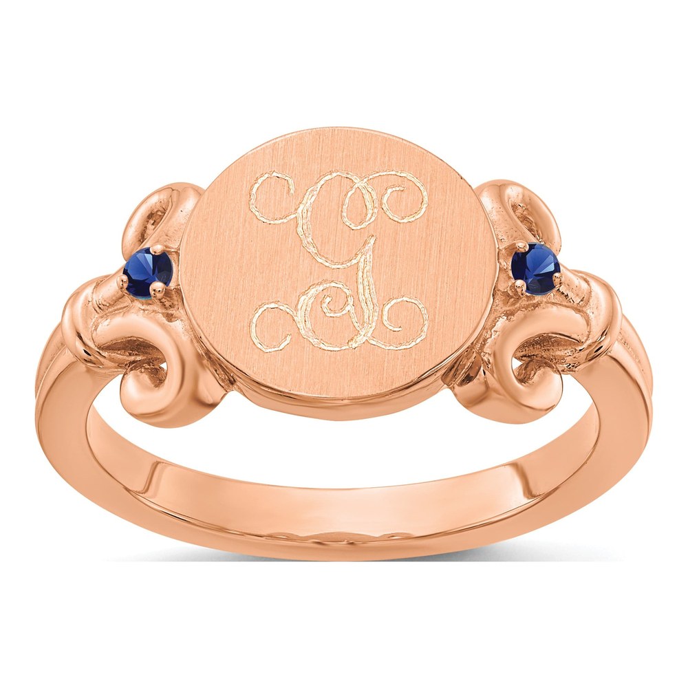 14K Rose Gold Crystal Personalized Initial Birthstone Ring