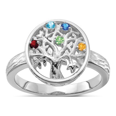 Sterling Silver Personalized Tree Family Ring – view 2