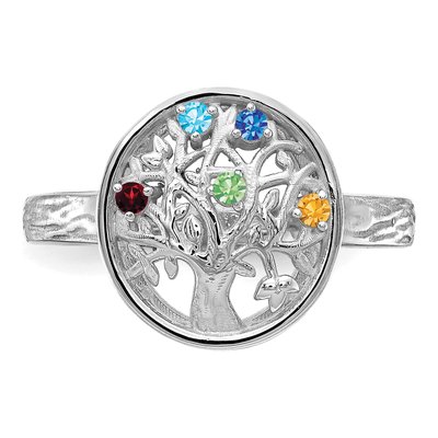 Sterling Silver Personalized Tree Family Ring – view 5