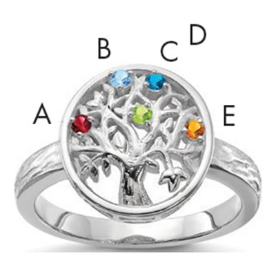 Sterling Silver Personalized Tree Family Ring