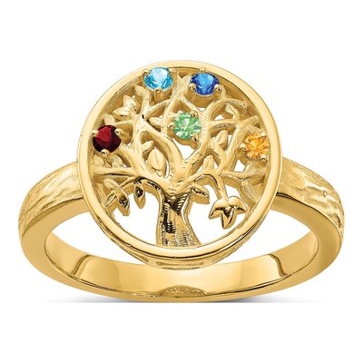 14K Yellow Gold Tree Family Ring