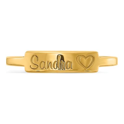 Gold-Plated Sterling Silver Personalized Heart Name Bar Ring – view 4