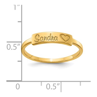 Gold-Plated Sterling Silver Personalized Heart Name Bar Ring – view 5